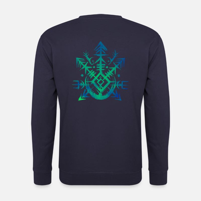 Bunte nordische Symbolskizze Papierkorb - Unisex Pullover - Navy