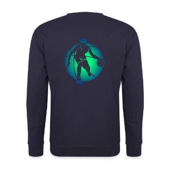 Invertierte Silhouette Sport Basketball Kunst - Unisex Pullover - Navy - Hinten - Michal (187cm)