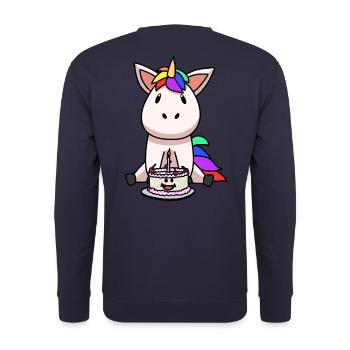 Licorne Gâteau d’anniversaire Gâteau enfant - Sweat-shirt Unisexe - marine - Dos - Michal (187cm)