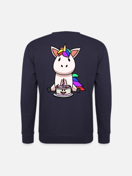Enhjørning fødselsdagskage kage barn - Unisex sweater - marineblå