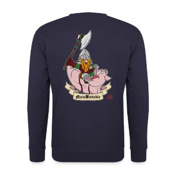 Warrior Dwarf - der schlagbare Zwerg - Unisex Pullover - Navy - Hinten - Michal (187cm)