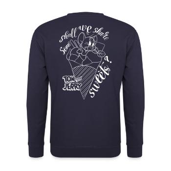 Tom And Jerry Cute Outline Design With Jerry - Unisex Sweatshirt - navy - Back - Michal (187cm)
