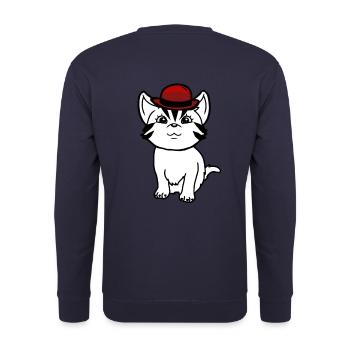 Gentleman Mister Cat Kitten Sir Cat Meow - Unisex Sweatshirt - navy - Back - Michal (187cm)