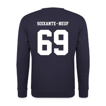 69white - Unisex Sweatshirt - navy - Back - Michal (187cm)