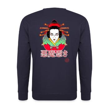Akumatsuki strange things and geisha - Unisex Sweatshirt - navy - Back - Michal (187cm)