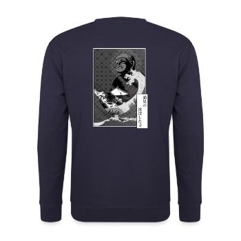 Buddha und Tsunami auf einem Tempel - Unisex Pullover - Navy - Hinten - Michal (187cm)