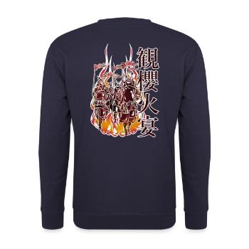 Procession of samurai in the fire - Unisex Sweatshirt - navy - Back - Michal (187cm)