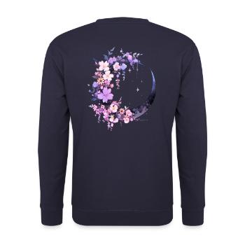 Moon purple Flowers - Unisex Pullover - Navy - Hinten - Michal (187cm)