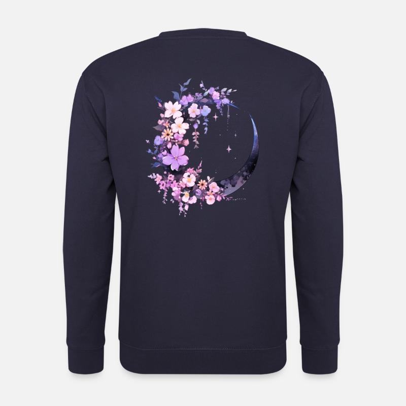 Moon purple Flowers - Unisex Pullover - Navy