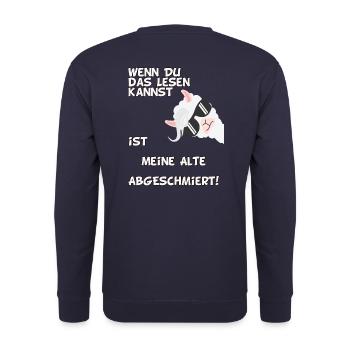 Lustiges Biker Motiv Wenn du das lesen kannst - Unisex Pullover - Navy - Hinten - Michal (187cm)