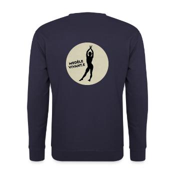 Live-Modell - Unisex Pullover - Navy - Hinten - Michal (187cm)