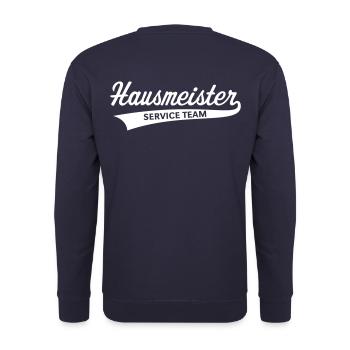 Hausmeister Service Team (Facility Manager, Beruf) - Unisex Pullover - Navy - Hinten - Michal (187cm)