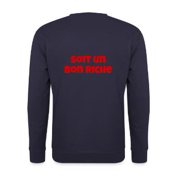 Soit un bon riche - Sweat-shirt Unisexe - marine - Dos - Michal (187cm)