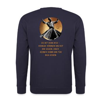 Es ist dein Weg. Zitat - Unisex Pullover - Navy - Hinten - Michal (187cm)