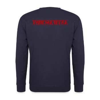 ANTIFASCHIST SPIEGELSCHRFT - Unisex Pullover - Navy - Hinten - Michal (187cm)