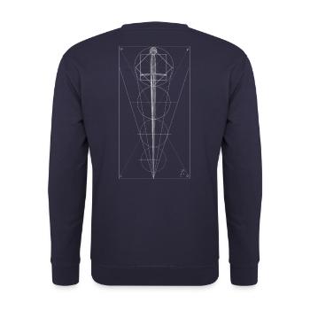 Épée et carrés - Sweat-shirt Unisexe - marine - Dos - Michal (187cm)