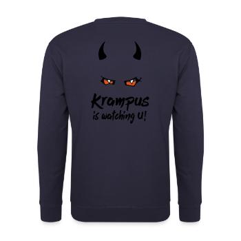 Krampus is watching U with evil eyes - Unisex Pullover - Navy - Hinten - Michal (187cm)