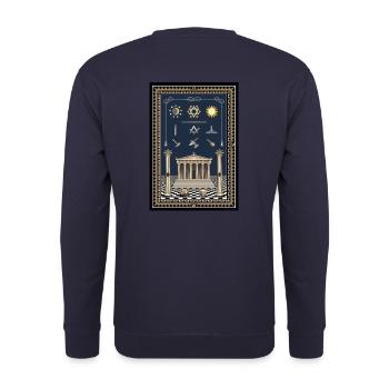 Arbeitstafel Freimaurer, alle wichtigen Symbole - Unisex Pullover - Navy - Hinten - Michal (187cm)