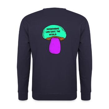 Mushrooms can save the world - Sweat-shirt Unisexe - marine - Dos - Michal (187cm)