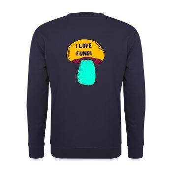 I love fungi - Unisex Sweatshirt - navy - Back - Michal (187cm)