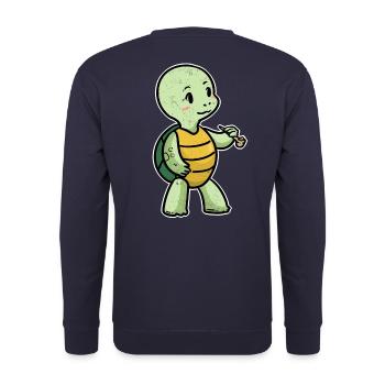 Little Turtle with Pipe Animals Fantasy - Unisex Sweatshirt - navy - Back - Michal (187cm)
