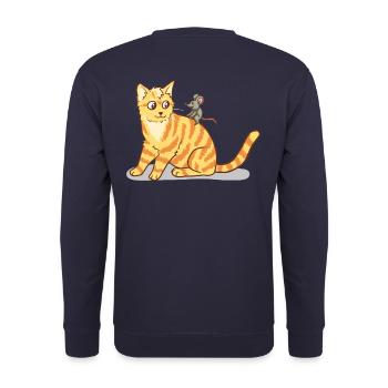 Kleine süße Katze mit Maus Freunde Kinder Baby - Unisex Pullover - Navy - Hinten - Michal (187cm)