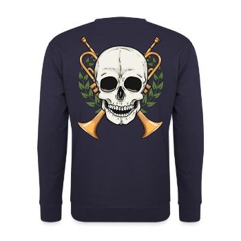 Trumpet, Trumpets, Musicians, Brass Music, Skull - Unisex Sweatshirt - navy - Back - Michal (187cm)