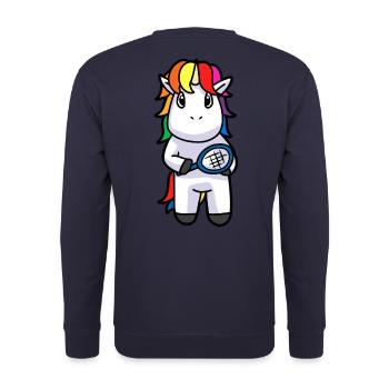 Tennis Tennis Player Unicorn Mythical Animal Sport Animals - Unisex Sweatshirt - navy - Back - Michal (187cm)