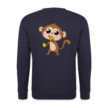 Monkey Monkeys with Cookie Animals Children Baby XMAS - Unisex Sweatshirt - navy - Back - Michal (187cm)