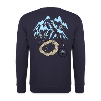 Mountains Gebirge Bergsteiger Felsklettern Alpen - Unisex Pullover - Navy - Hinten - Michal (187cm)