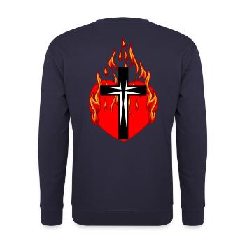 Cross, Crosses, Jesus, Religion, Heart, Fire, Flame - Unisex Sweatshirt - navy - Back - Michal (187cm)