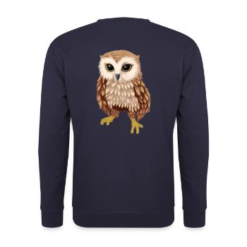 Eule Wildtiere Waldtiere Eulen Zoologie Nachtaktiv - Unisex Pullover - Navy - Hinten - Michal (187cm)