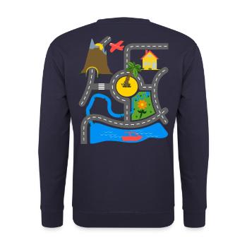 Car play carpet for children on daddy's back - Unisex Sweatshirt - navy - Back - Michal (187cm)