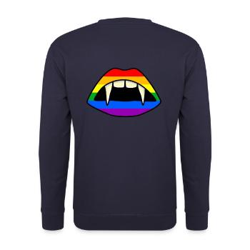 LGBT Lips Vampire Rainbow Flag Gay Pride - Unisex Sweatshirt - navy - Back - Michal (187cm)