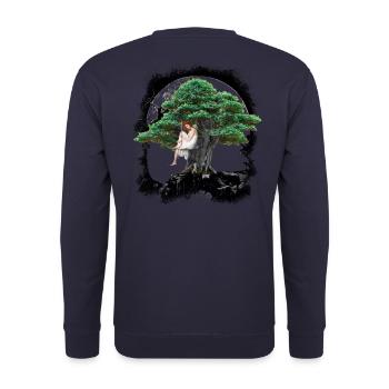 magical, forest, tree, girl, woman, sensual, nature - Unisex Sweatshirt - navy - Back - Michal (187cm)