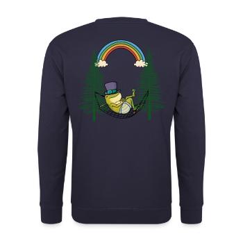 Frog frogs nature lover chilling hammock - Unisex Sweatshirt - navy - Back - Michal (187cm)