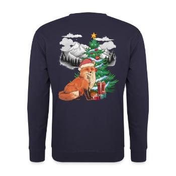 Nikolaus Fuchs Füchse Weihnachtsmann Santa - Unisex Pullover - Navy - Hinten - Michal (187cm)