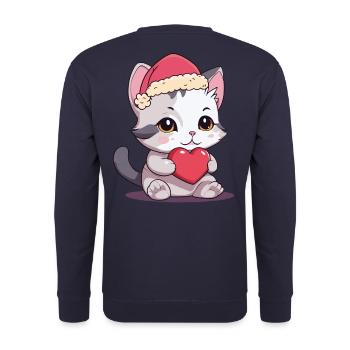 Niedliche Katze Weihnachtsgeschenk Katzen Kind - Unisex Pullover - Navy - Hinten - Michal (187cm)
