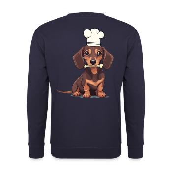 Dackel Hund Hunde Koch Köche Köchin Gastgeber - Unisex Pullover - Navy - Hinten - Michal (187cm)