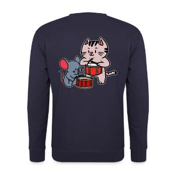 Musicians Mouse Drummer Kids Toddler Cat - Unisex Sweatshirt - navy - Back - Michal (187cm)
