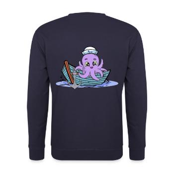 Krake Kraken Kinder Kind Boot Boote maritim - Unisex Pullover - Navy - Hinten - Michal (187cm)