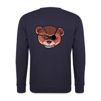 Horror Teddy gruselig Monster Zombie Bär Pirat - Unisex Pullover - Navy - Hinten - Michal (187cm)