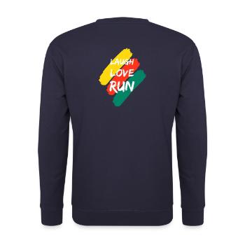 Laugh Love Run - Unisex Sweatshirt - navy - Back - Michal (187cm)