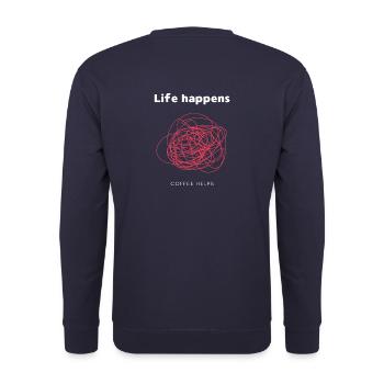 Life happens coffee helps - Unisex Pullover - Navy - Hinten - Michal (187cm)