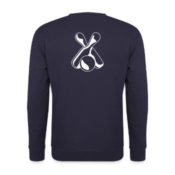 gekreuzte Kegel - Unisex Pullover - Navy - Hinten - Michal (187cm)