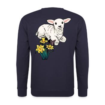 Baby Lamb Sheep Easter Children Happy Easter - Unisex Sweatshirt - navy - Back - Michal (187cm)