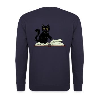 Cat hangover book books learn fantasy children kid - Unisex Sweatshirt - navy - Back - Michal (187cm)