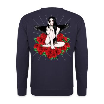 Black Angel Red Roses Fantasy Heavenly Dark - Sweat-shirt Unisexe - marine - Dos - Michal (187cm)