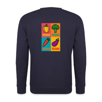 Vegan Popart - Unisex Pullover - Navy - Hinten - Michal (187cm)