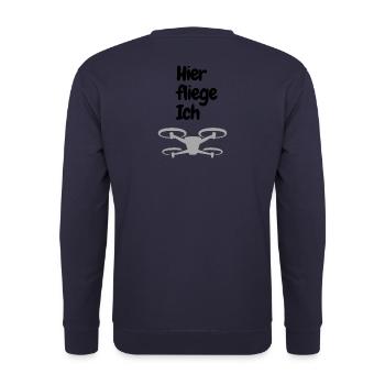 Hier fliege ich - Unisex Pullover - Navy - Hinten - Michal (187cm)